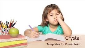  Presentation with homework - Beautiful theme featuring learning difficulties - bored little girl unwilling backdrop and a lemonade colored foreground