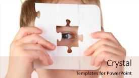  Presentation with learning difficulties - Slide deck enhanced with learning difficulties - boy with hole puzzle background and a  colored foreground