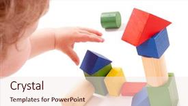  Presentation with child development developing toy - Theme consisting of learning difficulties - child playing toys isolated background and a  colored foreground