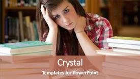  Presentation with learning difficulties - PPT theme consisting of learning difficulties - depressed student surrounded by books background and a coral colored foreground