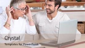  Presentation with elderly woman in nursing - Presentation with splashing red apple on clear background and a white colored foreground