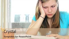  Presentation with learning difficulties - Slides consisting of learning difficulties - teenage girl studying with textbooks background and a coral colored foreground