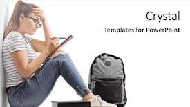  Presentation with difficulty - Slide deck enhanced with learning difficulties - teenage student having difficulty studying background and a white colored foreground