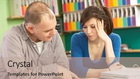  Presentation with learning difficulties - Audience pleasing PPT theme consisting of learning difficulties - teenage student in classroom backdrop and a coral colored foreground