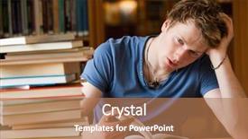  Presentation with tired - PPT layouts with learning difficulties - tired man with a book background and a coral colored foreground