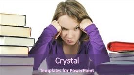  Presentation with learning difficulties - Amazing presentation theme having learning difficulties - unhappy teenage girl studying backdrop and a violet colored foreground