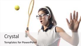  Presentation with tennis - Beautiful slides featuring sliced citrus fruits on plate on wooden background backdrop and a red colored foreground