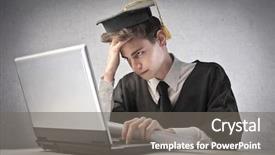  Presentation with learning difficulties - Presentation theme featuring learning difficulties - young graduate student using background and a  colored foreground