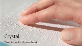  Presentation with blind - Audience pleasing slides consisting of learning disabilities - blind woman reading text backdrop and a light gray colored foreground