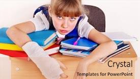  Presentation with child and teens - Presentation theme enhanced with learning disabilities - child with broken arm isolated background and a coral colored foreground