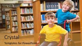  Presentation with learning disabilities - Amazing slide deck having learning disabilities - cute pupils smiling at camera backdrop and a gold colored foreground