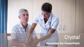  Presentation with helping - PPT theme with learning disabilities - female doctor helping patient background and a gray colored foreground