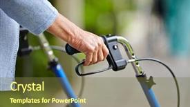  Presentation with walker - Colorful PPT theme enhanced with learning disabilities - hands of a senior woman backdrop and a tawny brown colored foreground