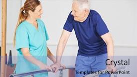  Presentation with learning disabilities - Audience pleasing presentation theme consisting of learning disabilities - old man exercising with physiotherapist backdrop and a teal colored foreground