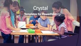  Presentation with working together - Audience pleasing PPT theme consisting of learning disabilities - pupils and teacher working backdrop and a gray colored foreground