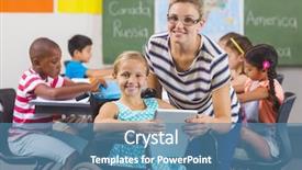  Presentation with learning disabilities - Presentation theme with learning disabilities - smiling schoolgirl and teacher using background and a teal colored foreground