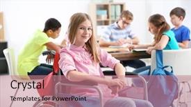  Presentation with learning disabilities - Cool new slides with learning disabilities - teenage girl in wheelchair backdrop and a coral colored foreground