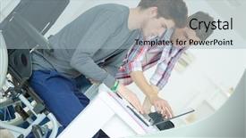  Presentation with teenagers - Presentation theme having learning disabilities - two male teenagers studying background and a light blue colored foreground