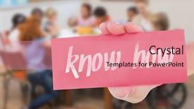  Presentation with helping hand - Slide set featuring learning disabilities - word know-how and hand showing background and a coral colored foreground