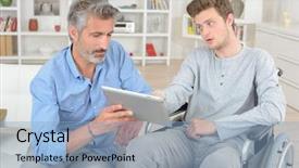  Presentation with learning disabilities - Beautiful PPT layouts featuring learning disabilities - young man on a wheelchair backdrop and a light blue colored foreground