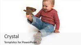  Presentation with baby shoes - Amazing presentation theme having learning experience - small child tries to put backdrop and a white colored foreground