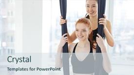  Presentation with young business woman smile show - Theme featuring learning fly - smiling cute redhead young woman background and a  colored foreground