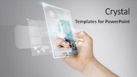  Presentation with virtual learning - Presentation theme featuring learning future - close up of man hand background and a light gray colored foreground