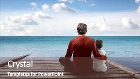  Presentation with father - Presentation enhanced with learning future - father and son sitting background and a tawny brown colored foreground