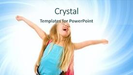  Presentation with backpack - Presentation theme having learning future - happy young girl background and a sky blue colored foreground
