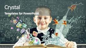  Presentation with future - Presentation enhanced with learning future - schoolgirl at lesson with opened background and a dark gray colored foreground