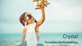  Presentation with toy - Slide set enhanced with learning future - small boy playing with toy background and a mint green colored foreground