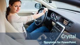  Presentation with indoor navigation - Amazing theme having indoor navigation - woman driving a car backdrop and a ocean colored foreground