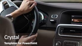  Presentation with driving - Colorful PPT theme enhanced with indoor navigation - young woman driving a modern backdrop and a tawny brown colored foreground