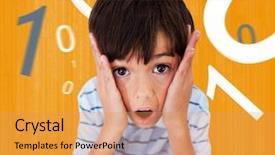  Presentation with orange - PPT layouts enhanced with learning maths - boy looking scared against orange background and a yellow colored foreground