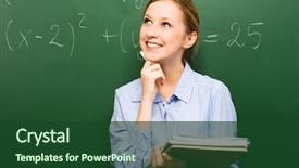  Presentation with math - PPT layouts enhanced with learning maths - female student doing math background and a forest green colored foreground