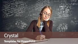  Presentation with thinking - PPT layouts with learning maths - thinking student sitting background and a tawny brown colored foreground