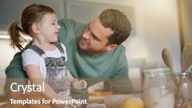 Presentation with baking - Slides having learning memory - father and daughter baking background and a coral colored foreground