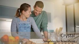  Presentation with baking cookies choc - Beautiful slides featuring learning memory - happy young couple baking together backdrop and a  colored foreground