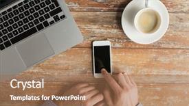  Presentation with technology in adult education - Slide deck consisting of learning mobile - business education people and technology background and a coral colored foreground