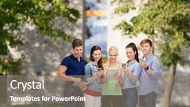  Presentation with technology students - Cool new presentation theme with learning mobile - education and modern technology concept backdrop and a gray colored foreground