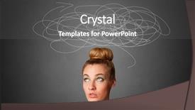  Presentation with question marks - PPT theme enhanced with learning options - girl with question marks background and a dark gray colored foreground