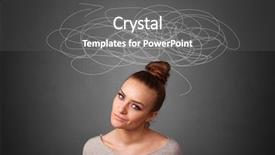  Presentation with questions question marks idea - Presentation theme with learning options - girl with question marks background and a dark gray colored foreground