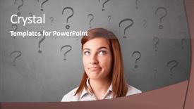  Presentation with question marks - Theme enhanced with learning options - person with question marks background and a gray colored foreground