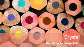  Presentation with organization - Audience pleasing PPT theme consisting of learning organization - macro colorful crayons on white backdrop and a coral colored foreground