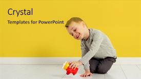  Presentation with air - Slide set having learning pilot airplanes - boy playing with a air background and a yellow colored foreground