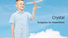  Presentation with blue sky - Slide deck featuring learning pilot airplanes - dreams future hobby and childhood background and a  colored foreground