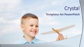  Presentation with airplane baby concept - Beautiful presentation design featuring learning pilot airplanes - dreams future hobby nature backdrop and a  colored foreground