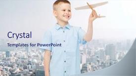  Presentation with future city - Cool new theme with learning pilot airplanes - dreams future hobby urban life backdrop and a sky blue colored foreground