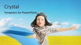  Presentation with airbus a380 airplane noise - PPT layouts having learning pilot airplanes - young boy with paper airplane background and a  colored foreground