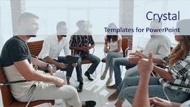  Presentation with team building - Amazing PPT layouts having learning psychology - employees at the seminar backdrop and a sky blue colored foreground